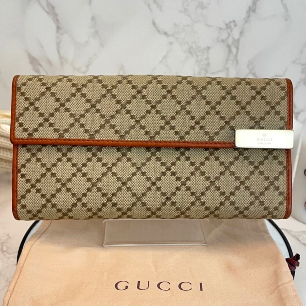 Gucci Diamante Canvas Continental Wallet with Dust Bag EUC